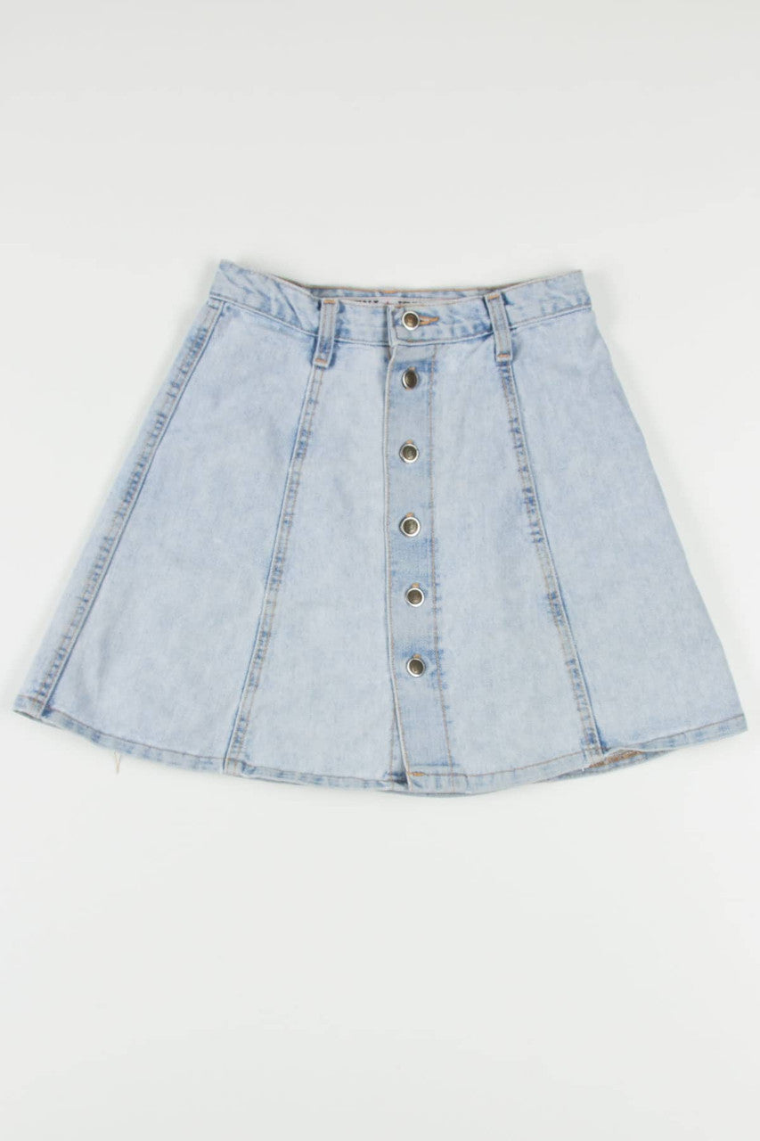 Faded Button Front Skater Skirt (sz. 9)