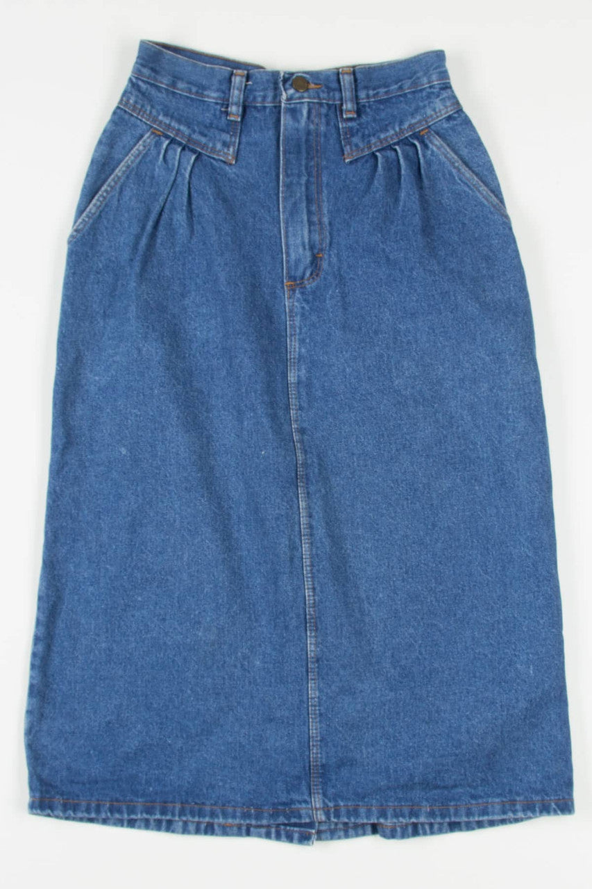 Pleated Detail Wrangler Midi Denim Skirt (sz. 10/11)