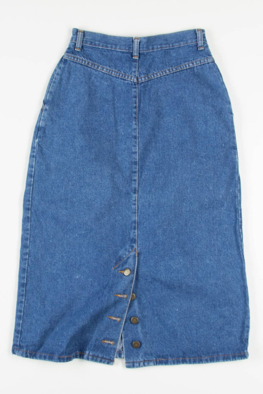Pleated Detail Wrangler Midi Denim Skirt (sz. 10/11)