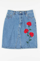 Embroidered Roses Pencil Denim Skirt (sz. 10)