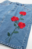 Embroidered Roses Pencil Denim Skirt (sz. 10)