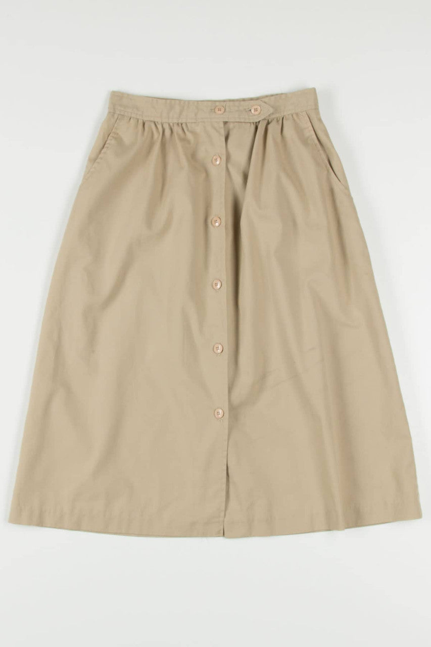 Khaki Button Front Midi Skirt (sz. 10)