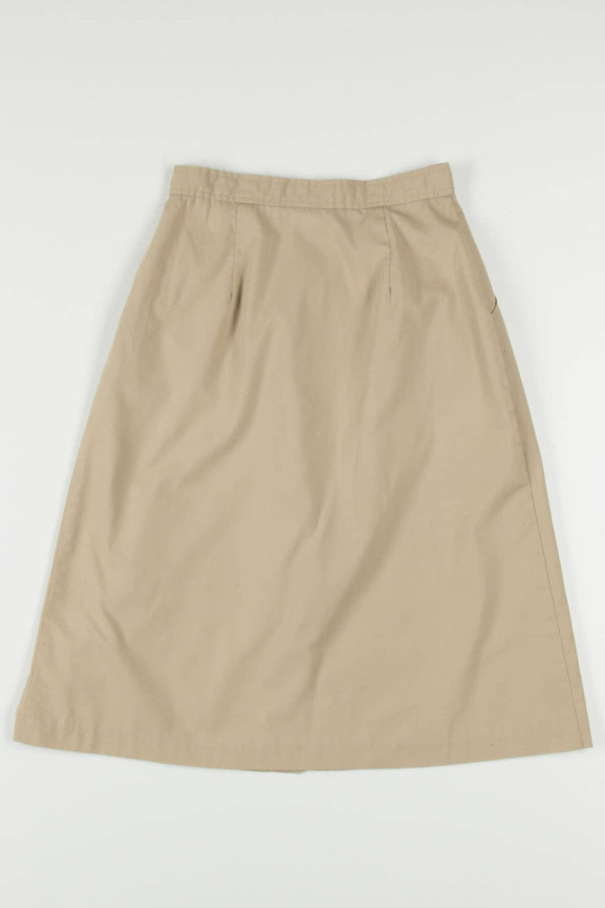 Khaki Button Front Midi Skirt (sz. 10)