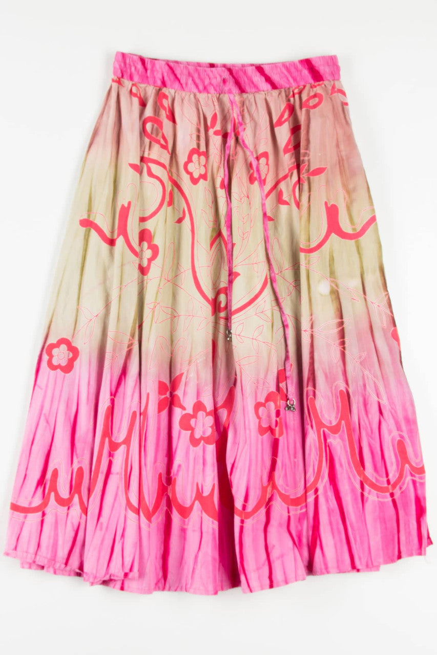 Vintage Pink Ombre Hippie Maxi Skirt 495