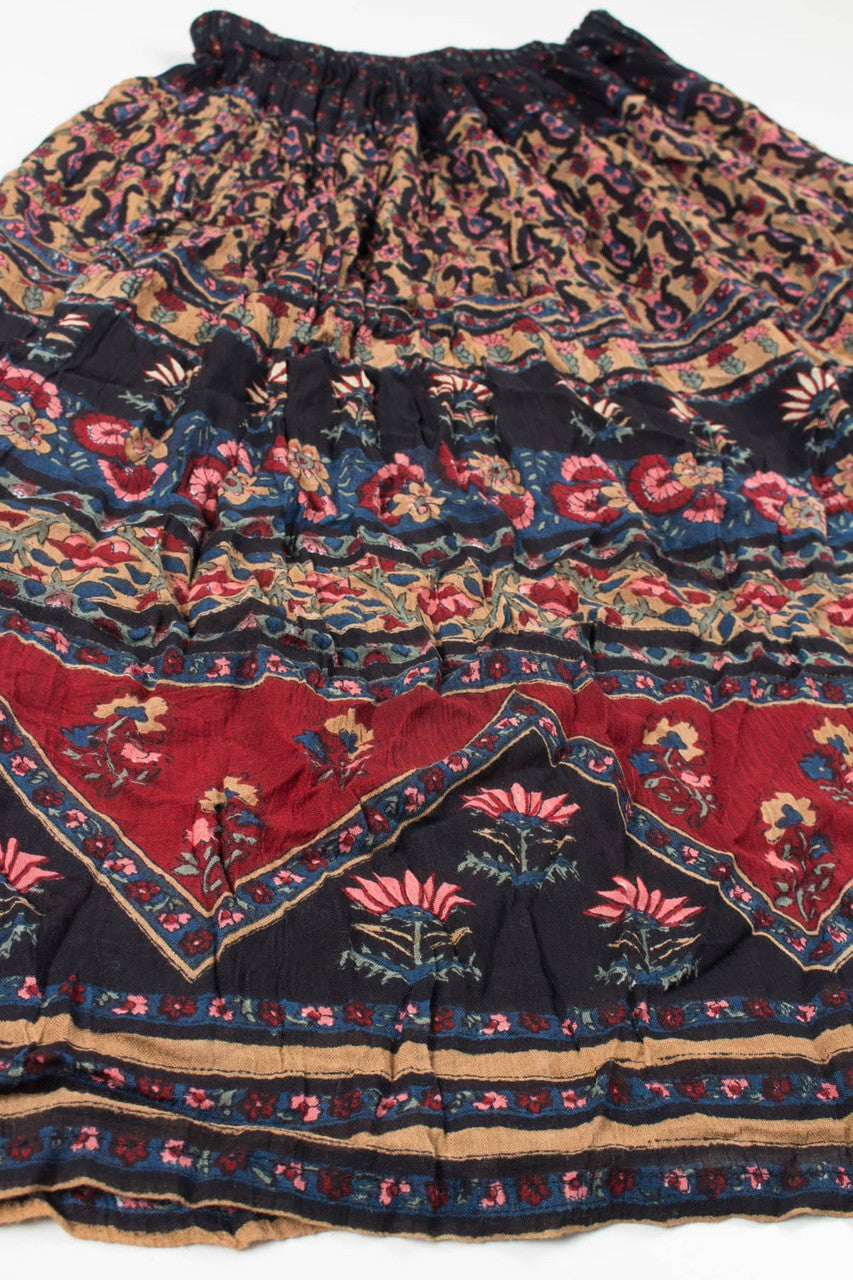 Vintage Hippie Crinkle Maxi Skirt 497