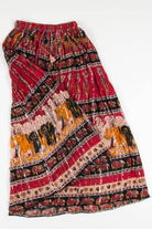 Vintage Elephant Pattern Hippie Maxi Skirt 507