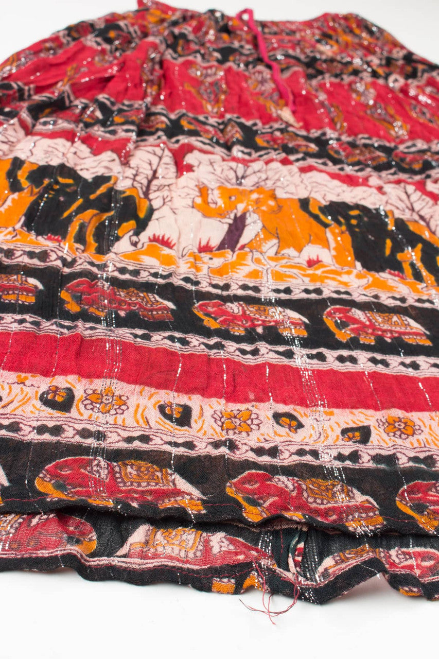 Vintage Elephant Pattern Hippie Maxi Skirt 507