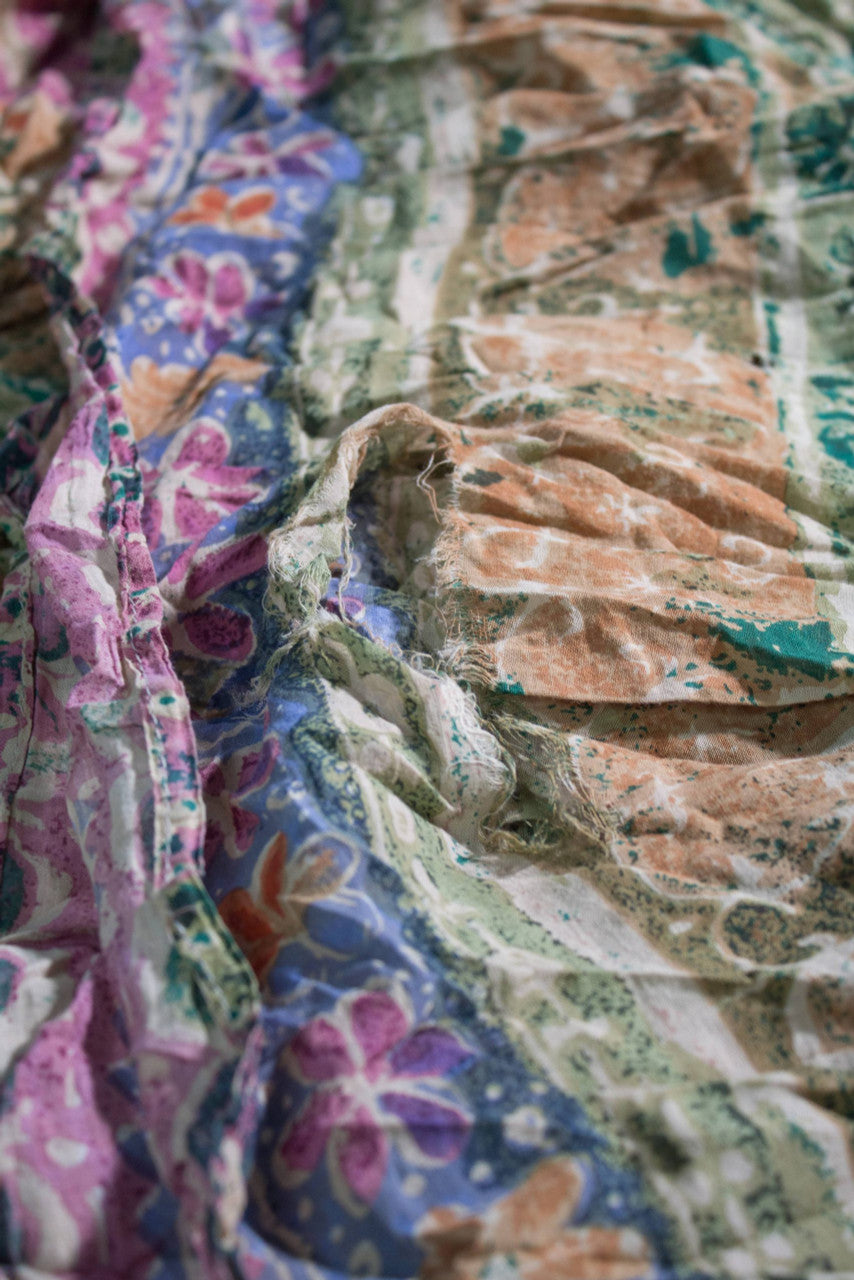 Flower Detailing Vintage Hippie Maxi Skirt