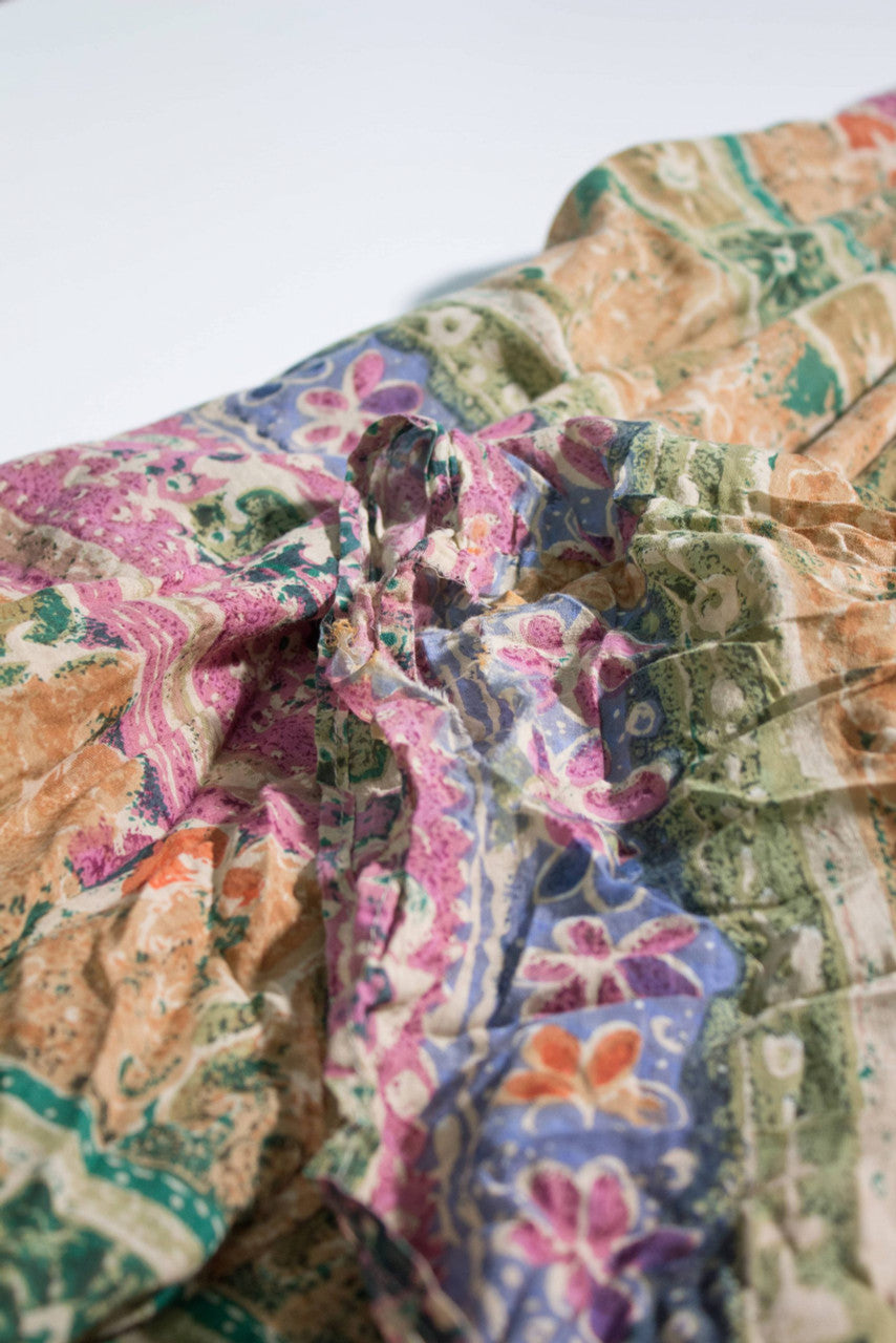 Flower Detailing Vintage Hippie Maxi Skirt