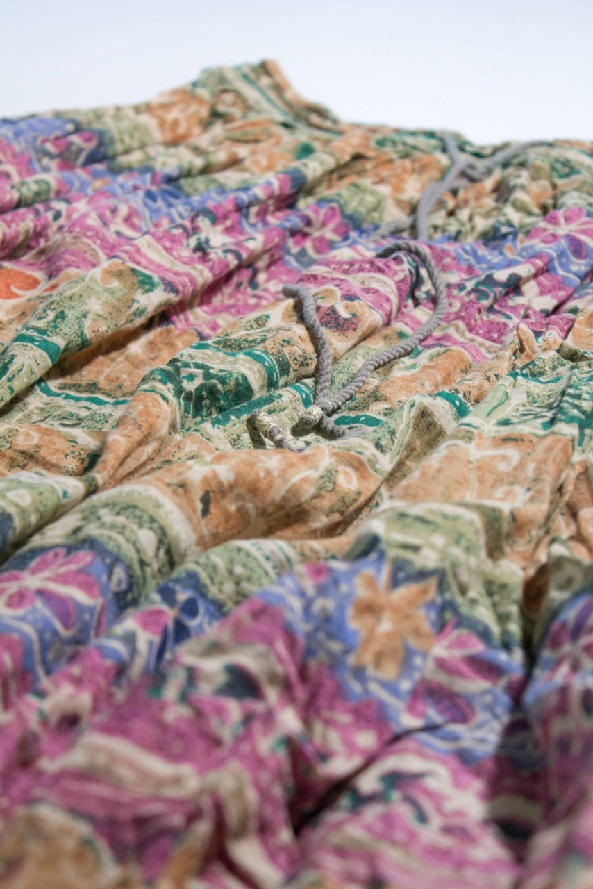 Flower Detailing Vintage Hippie Maxi Skirt