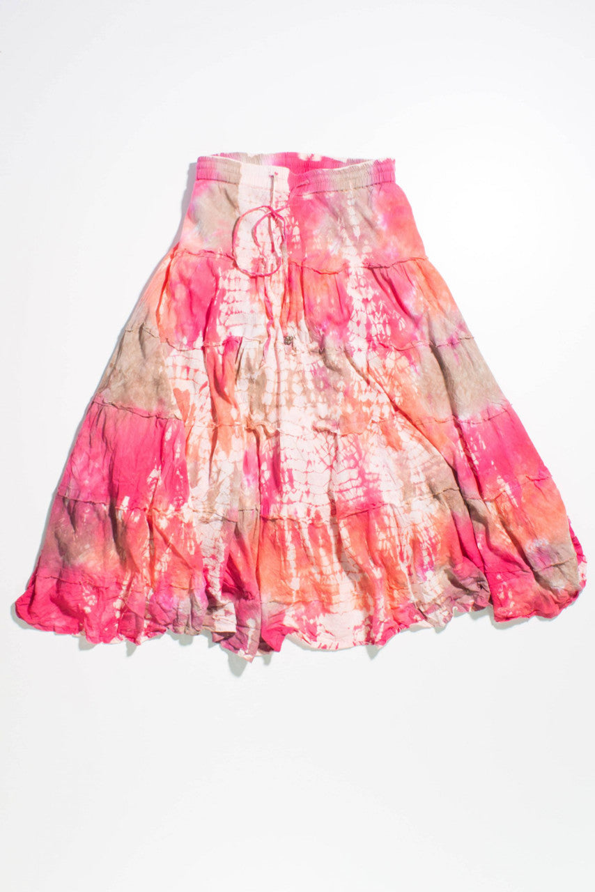 Vintage Pink Tie-Dye Maxi Skirt