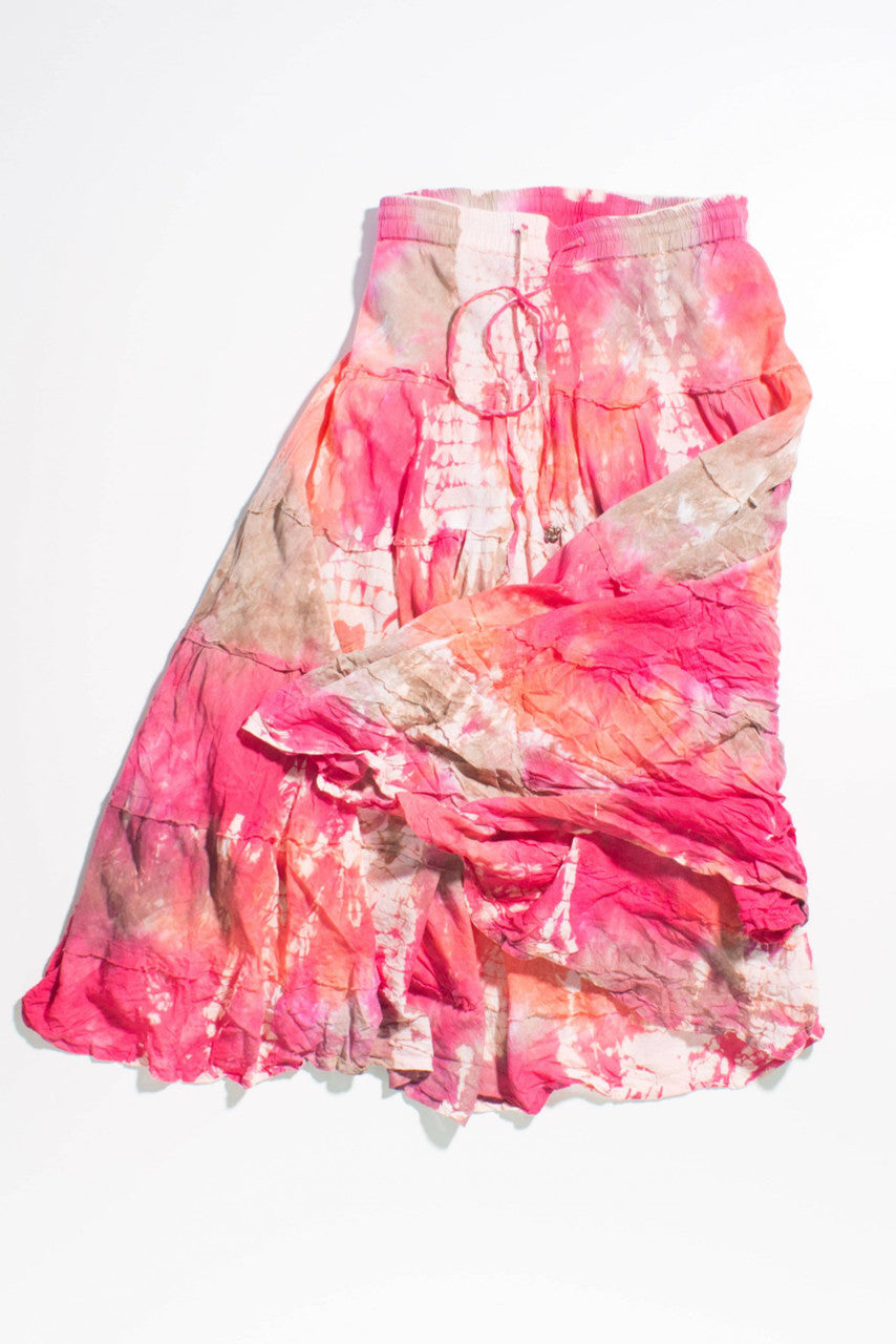 Vintage Pink Tie-Dye Maxi Skirt