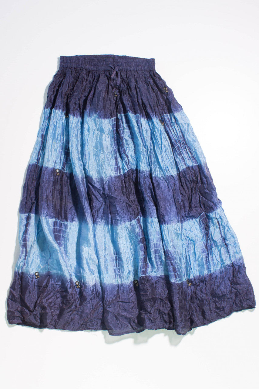 Vintage Blue Tye-Die Maxi Skirt