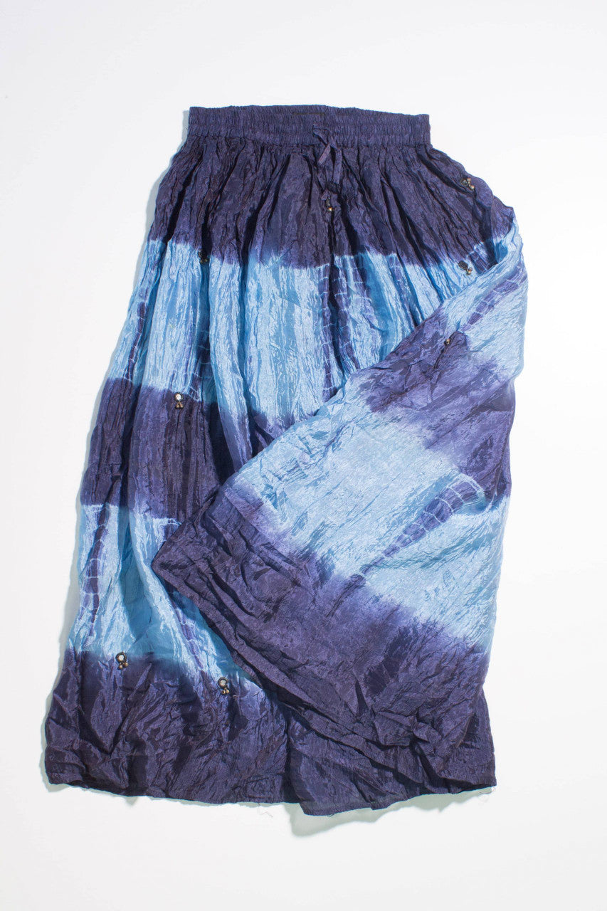 Vintage Blue Tye-Die Maxi Skirt