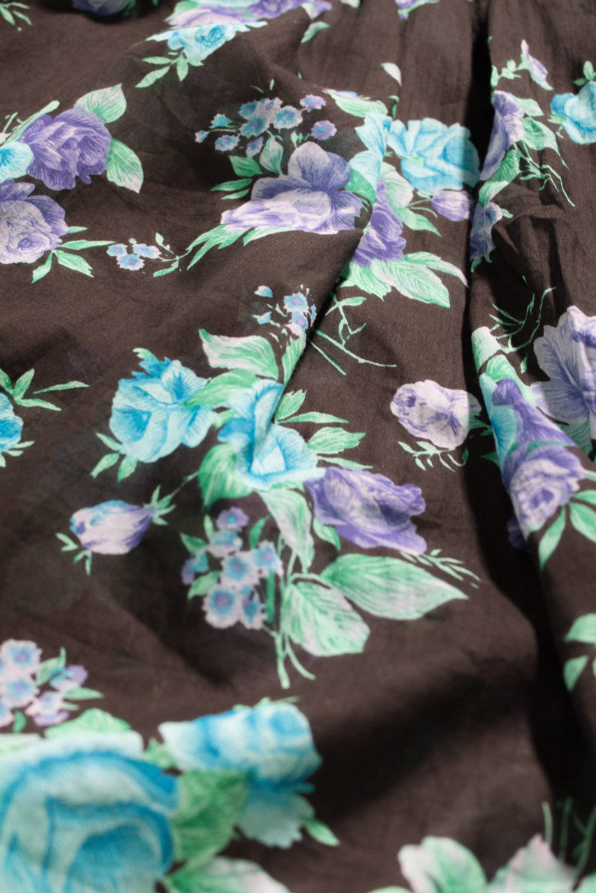 Vintage Floral Black Maxi Skirt