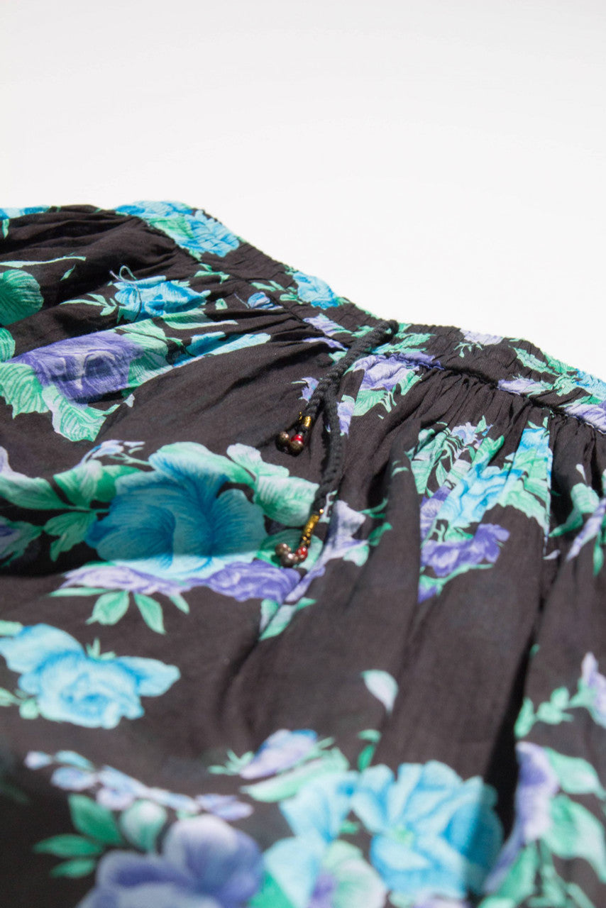 Vintage Floral Black Maxi Skirt