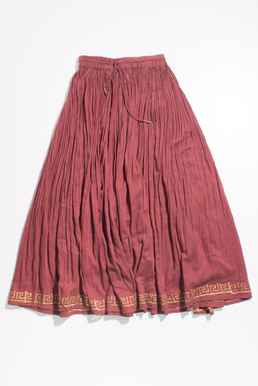 Vintage Burnt Orange Hippie Maxi Skirt