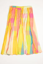 Bright Yellow Checkered Patchwork Festival Maxi Skirt 536
