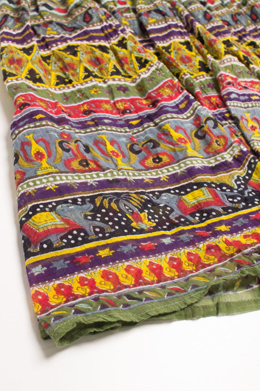 Multicolored Elephant Festival Maxi Skirt 537