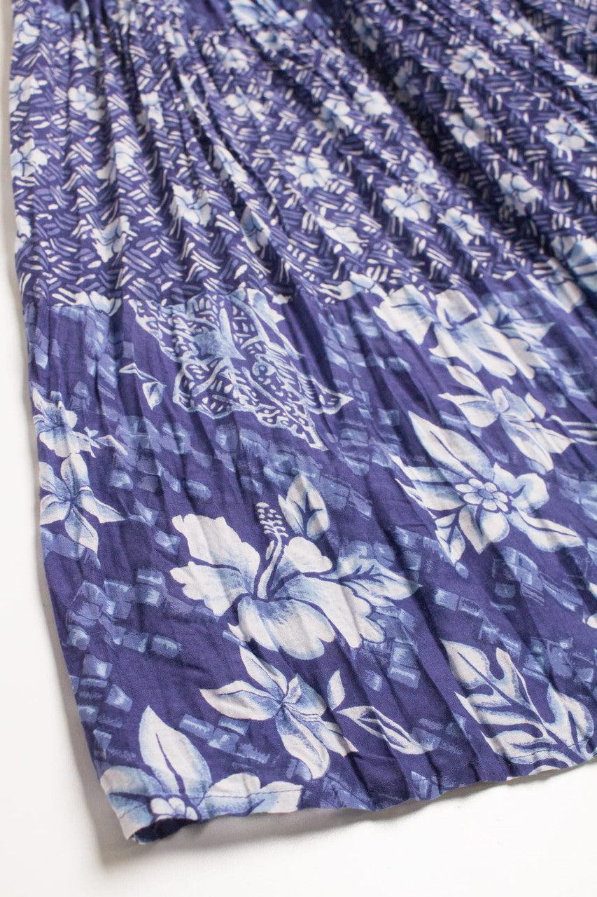 Blue Tropical Floral Festival Maxi Skirt 538