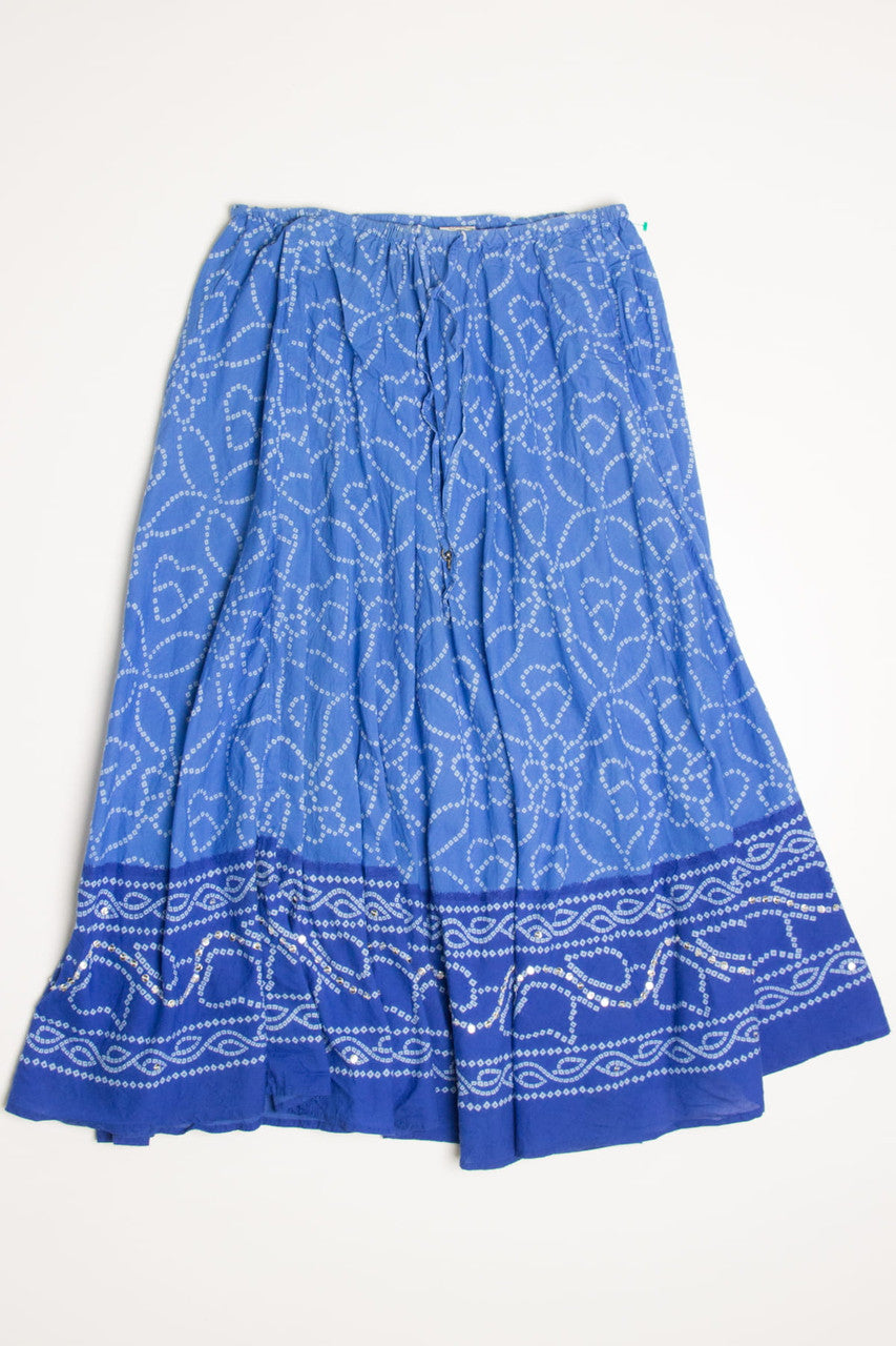 Blue Sequin Detail Festival Maxi Skirt 542