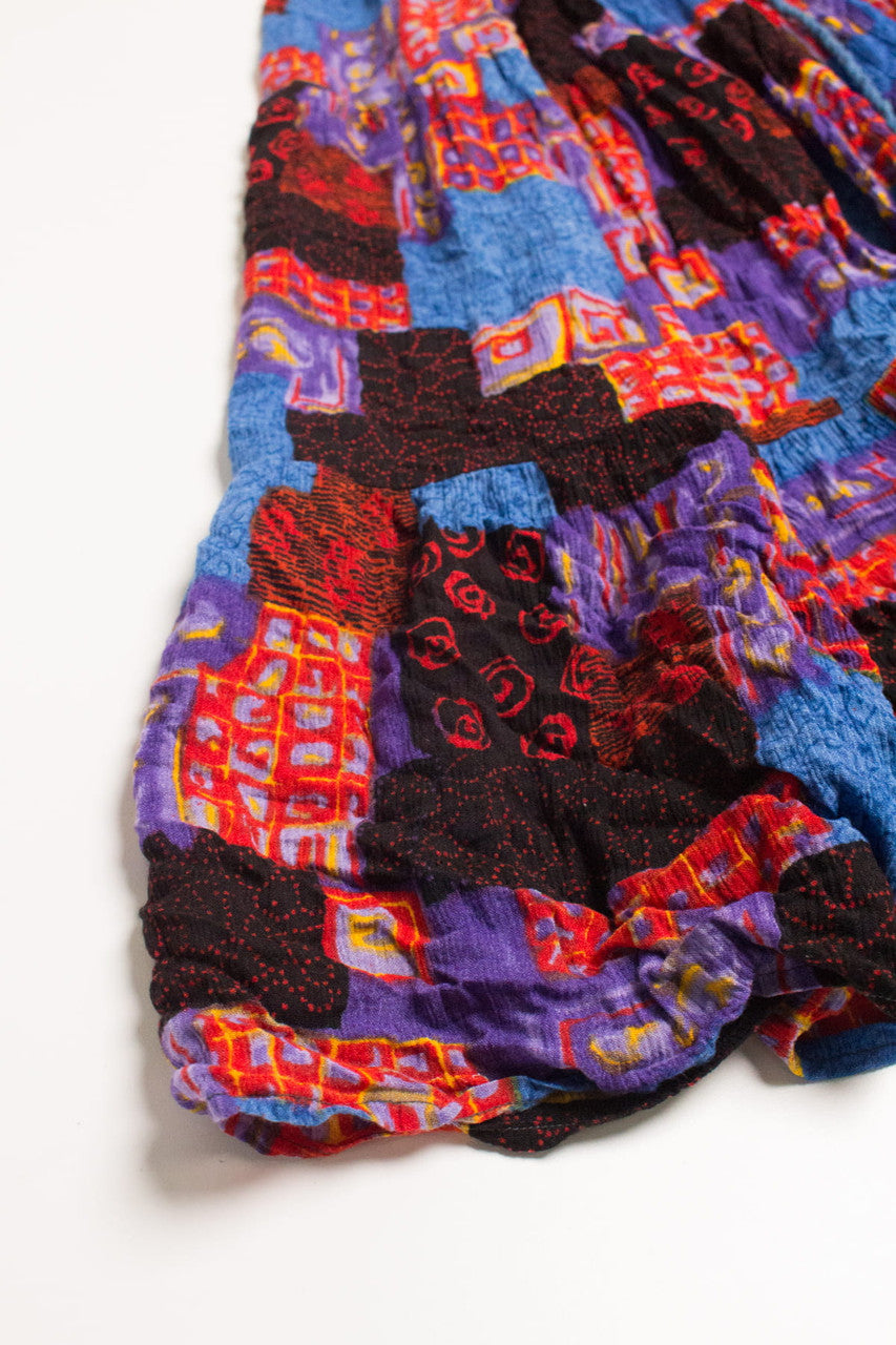 Blue & Red Patchwork Festival Maxi Skirt 545