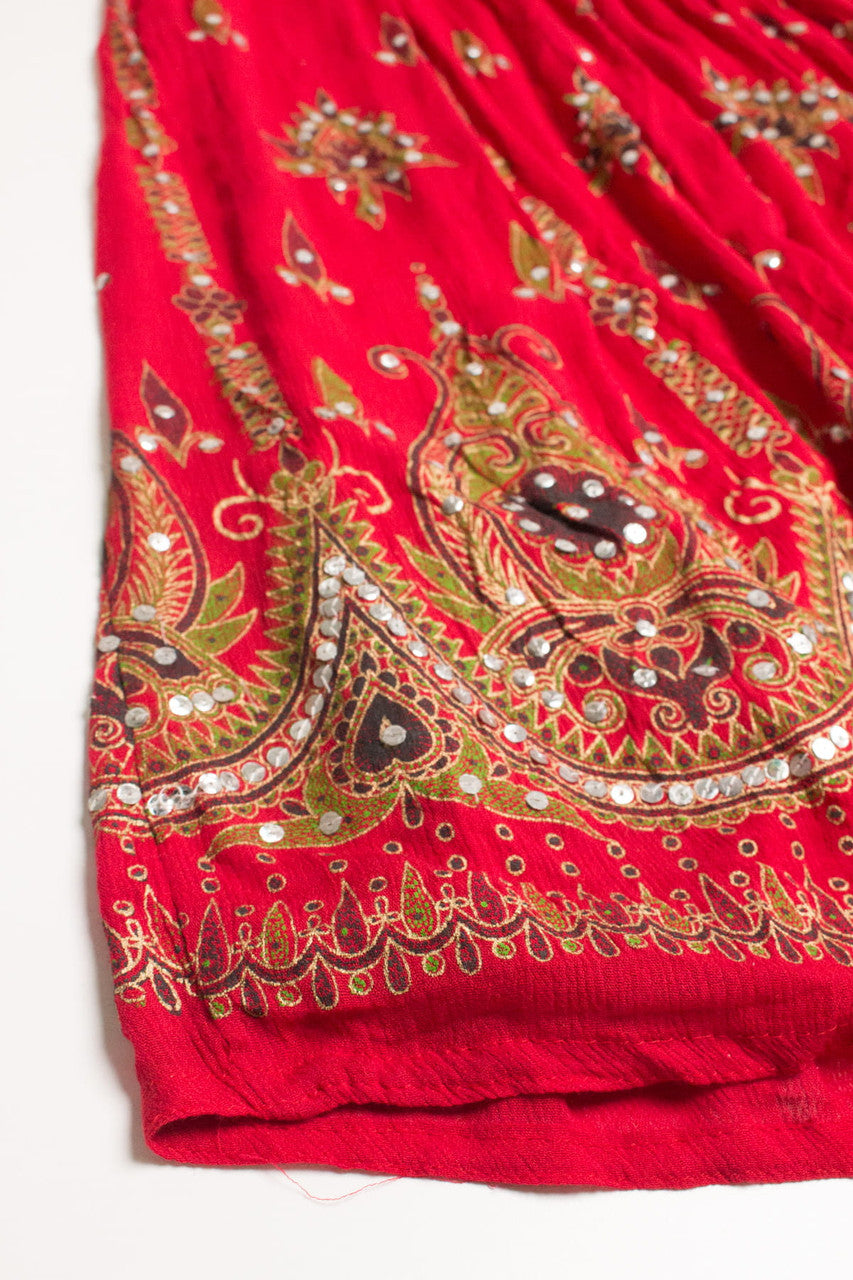 Vintage Red Sequin Detail Festival Skirt 559
