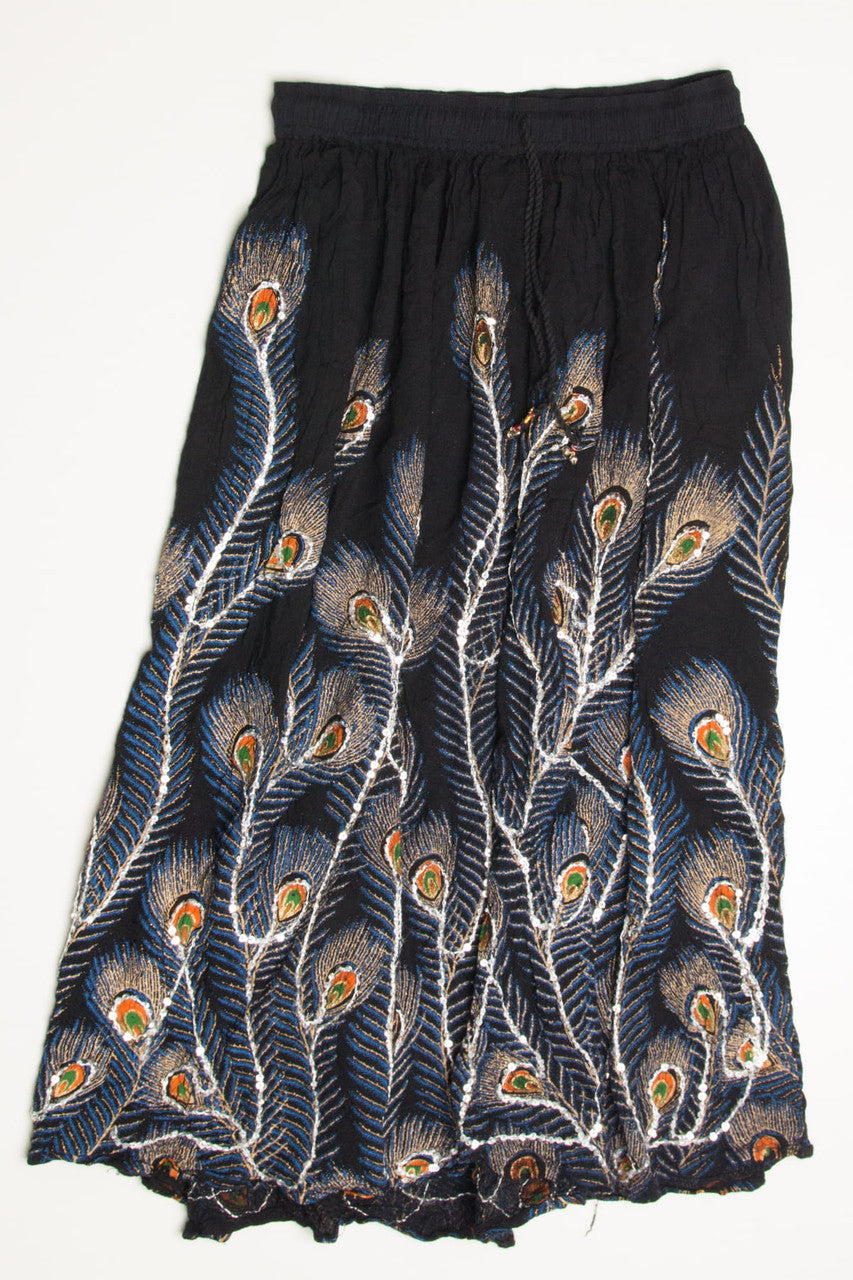 Black Peacock Feather Festival Skirt 561