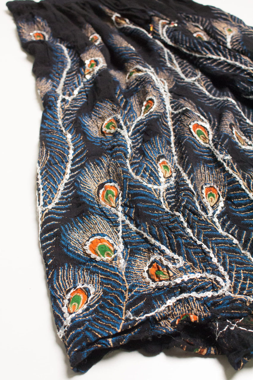 Black Peacock Feather Festival Skirt 561