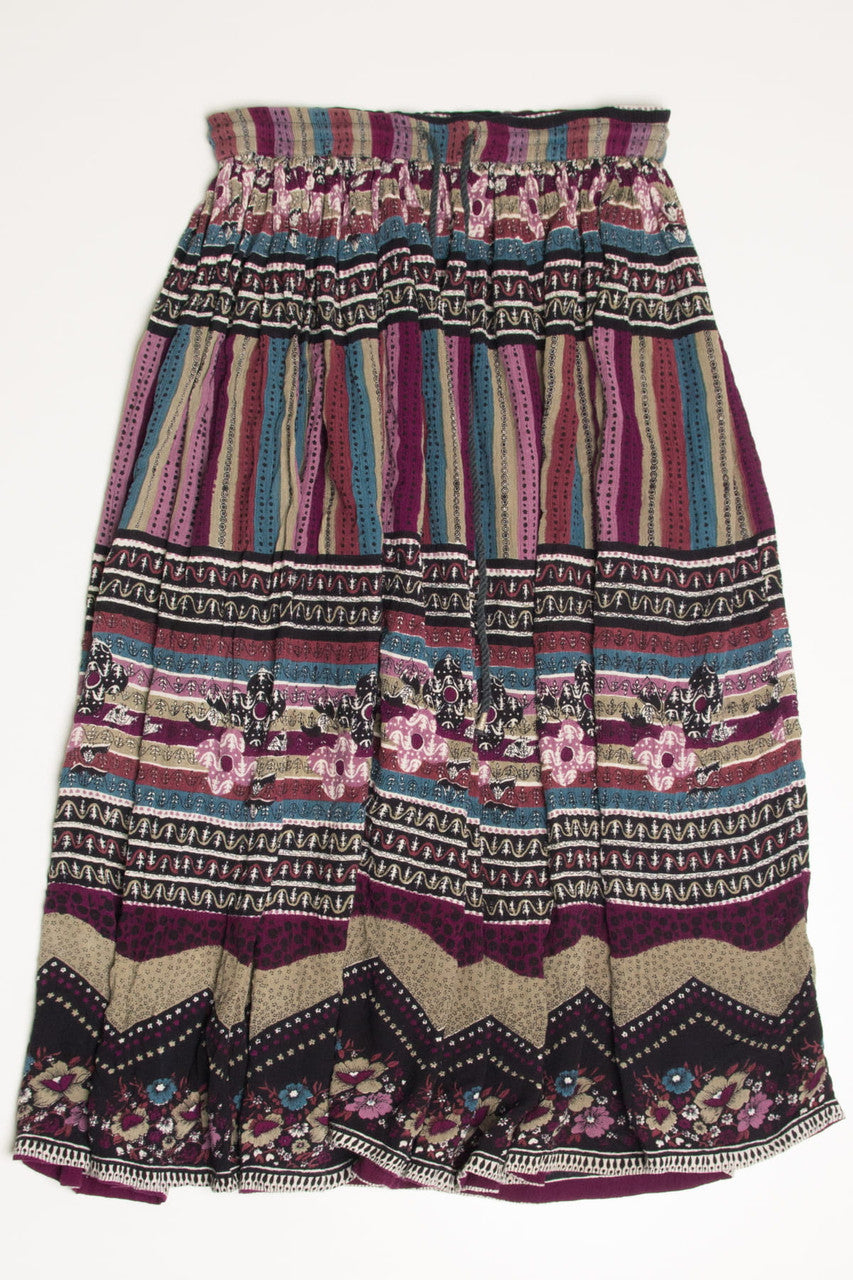 Vintage Plum Floral Festival Skirt 567