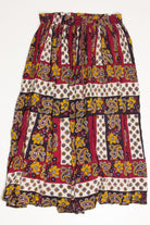 Vintage Burgundy Paisley Festival Skirt 568