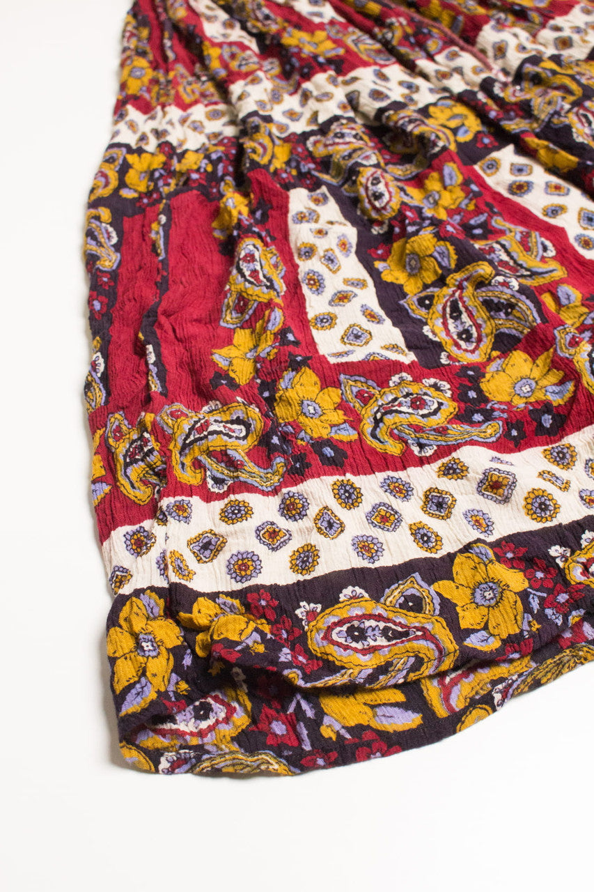 Vintage Burgundy Paisley Festival Skirt 568