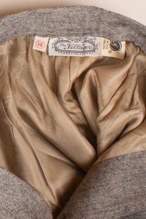 Vintage Gray Button Front Wool Skirt (1980s)