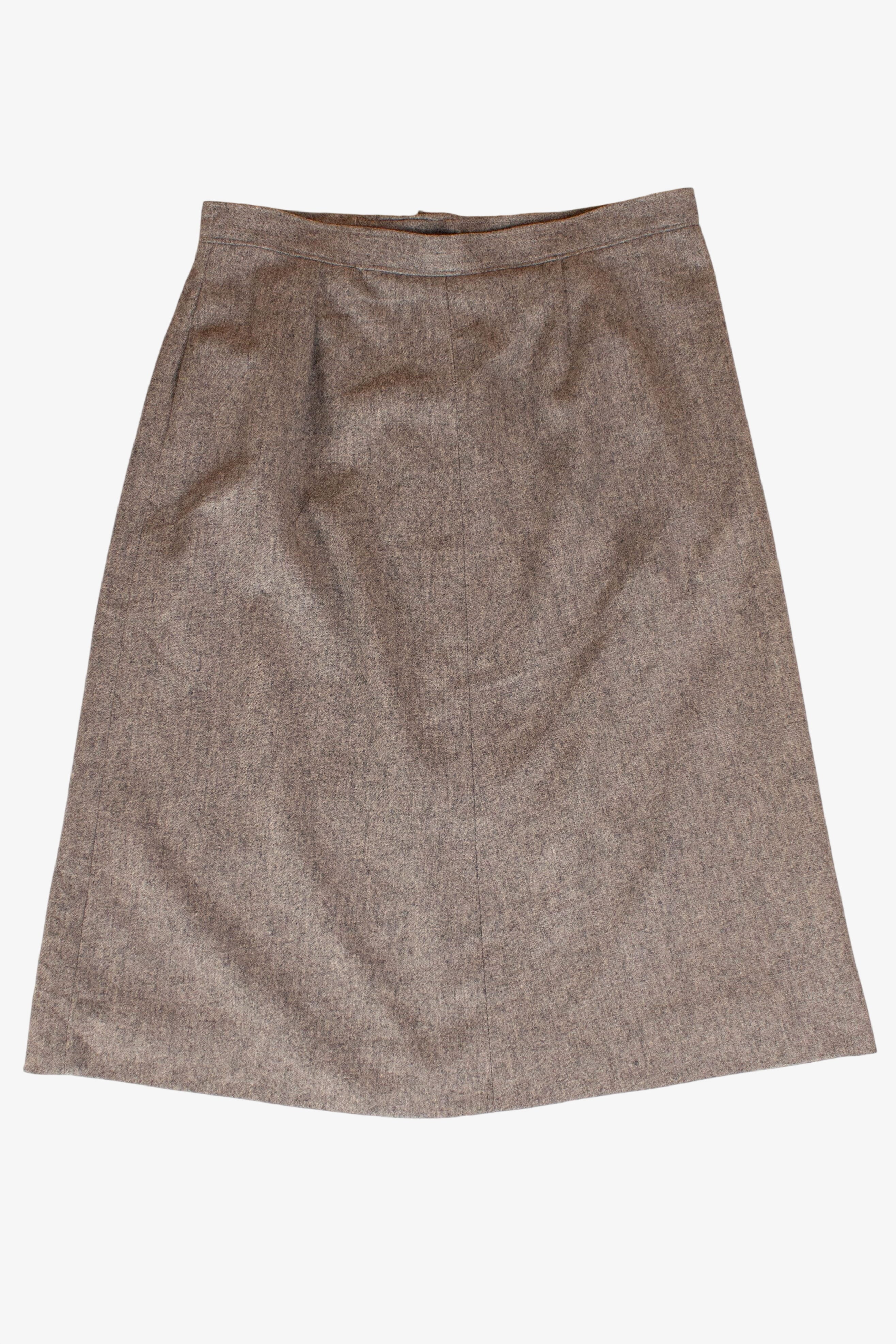 Vintage Gray Button Front Wool Skirt (1980s)