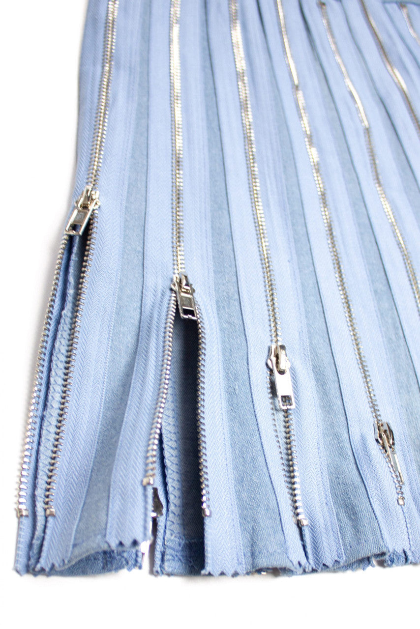 Denim Zippers Zip Up Mini Skirt