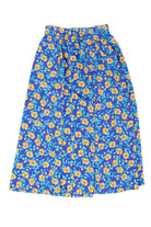 Vintage Blue & Yellow Floral Midi Skirt
