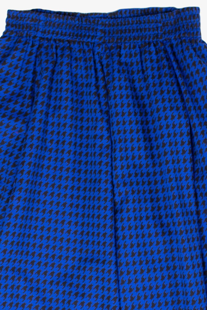 Vintage Black & Blue Houndstooth Midi Skirt