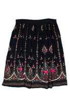Vintage Black Sequin Festival Midi Skirt