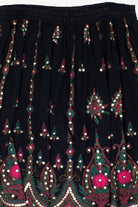 Vintage Black Sequin Festival Midi Skirt