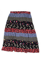 Vintage Floral Bands Midi Skirt Skirt