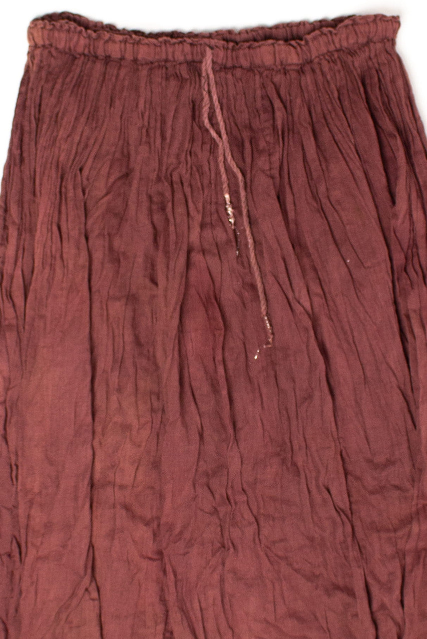 Vintage Brown Crinkle Festival Midi Skirt