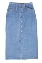 Vintage Denim Button Front Maxi Pencil Skirt