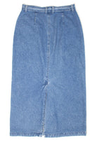 Vintage Denim Button Front Maxi Pencil Skirt