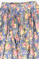 Vintage Pleated Floral Buttoned Waist Midi Skirt