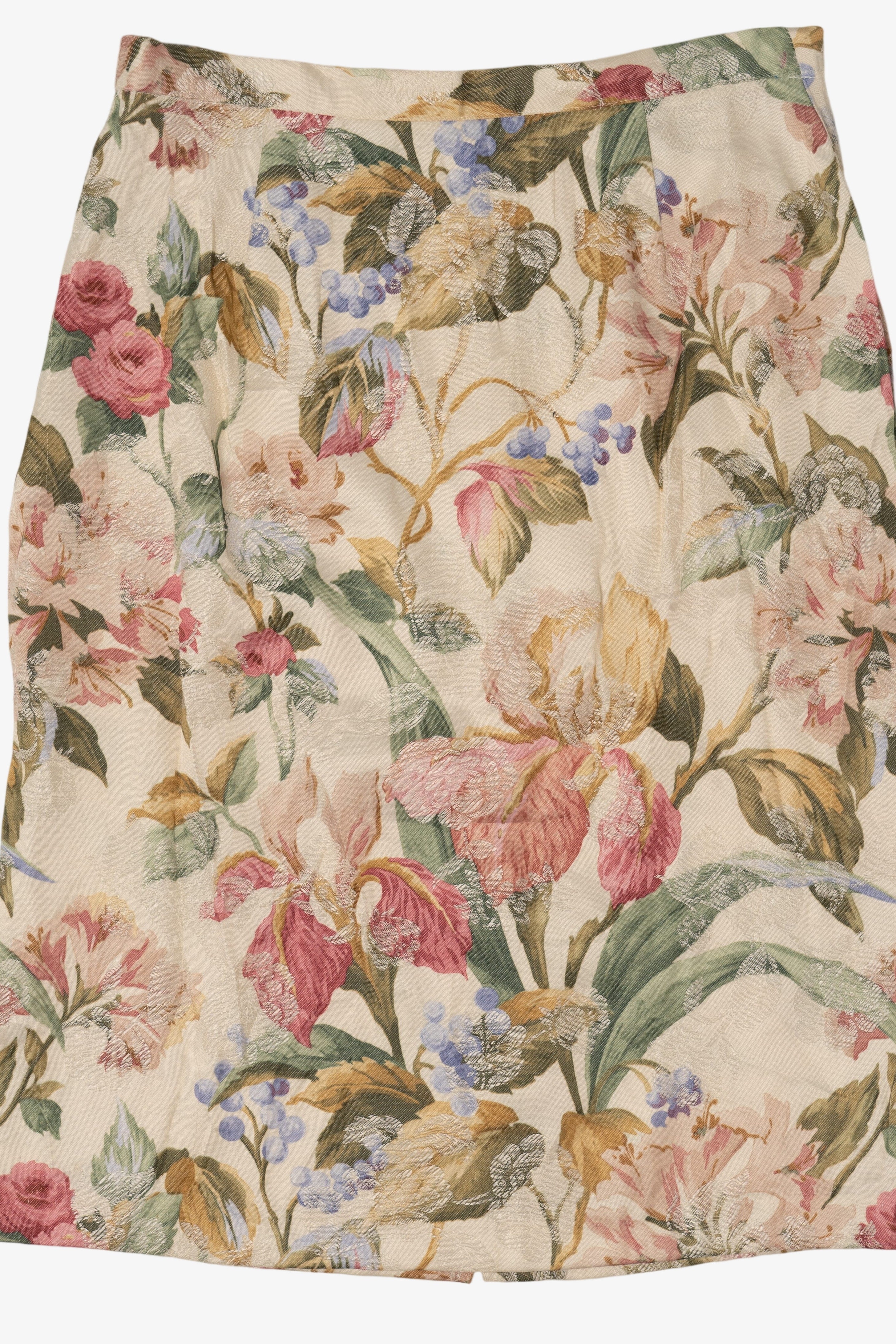 Vintage Beige Floral Jazz 2 Skirt (1980s)