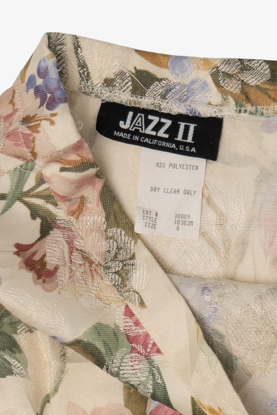 Vintage Beige Floral Jazz 2 Skirt (1980s)