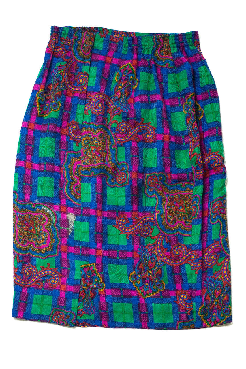 Vintage Paisley Multicolor Silk Skirt (sz. Small)