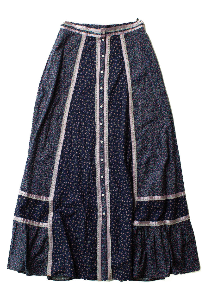 Vintage Jessica's Gunnies Floral Button Front Maxi Skirt (1980s)