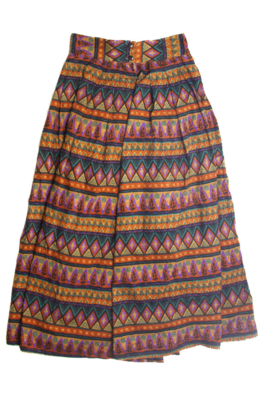 Vintage Patterned High Waist  Skirt (1990s) 650