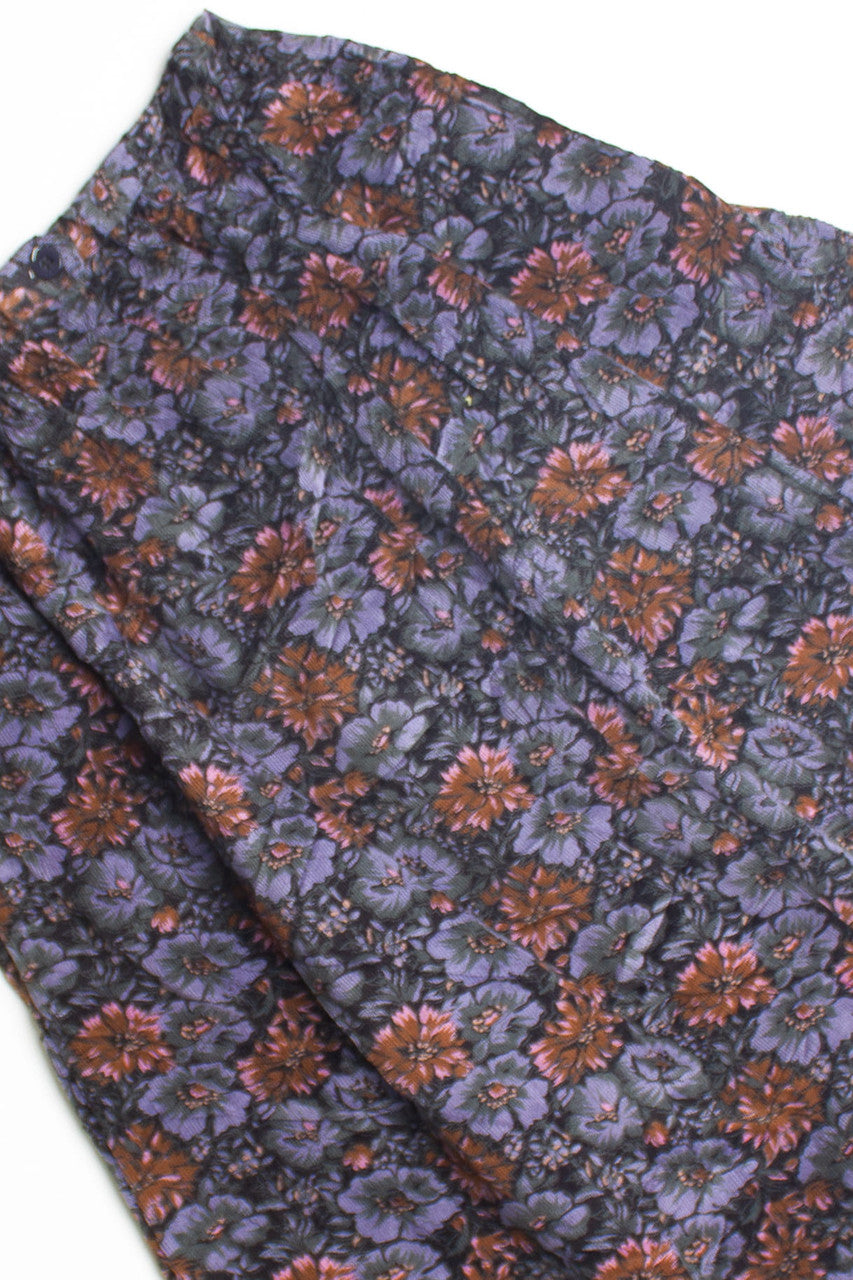 Vintage Purple Floral Midi Skirt (1990s) 652